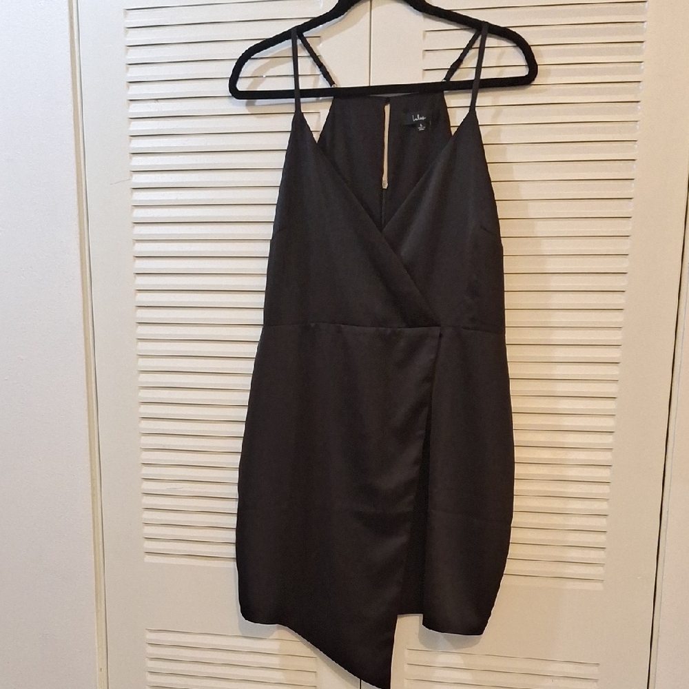 Lulu's Silk Black Asymmetrical Mini Dress, NWT